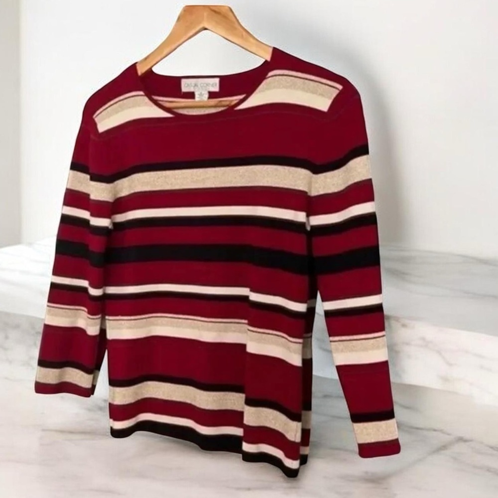 Casual corner Crew Neck Metallic Silk Sweater Size Medium